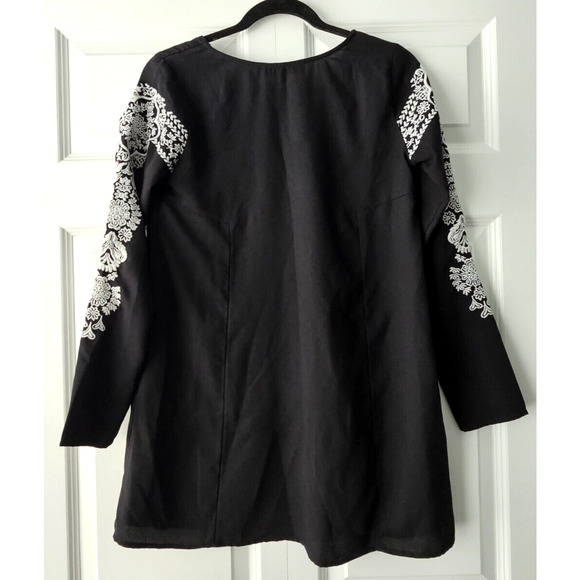 Abercrombie & Fitch Women's Size XS A Line Tunic Dress Black White Embroidered - Picture 4 of 9